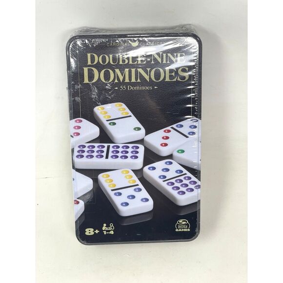 New Double Nine Dominoes Set in Storage Tin, for Families and Ages 8 and up - Picture 2 of 6